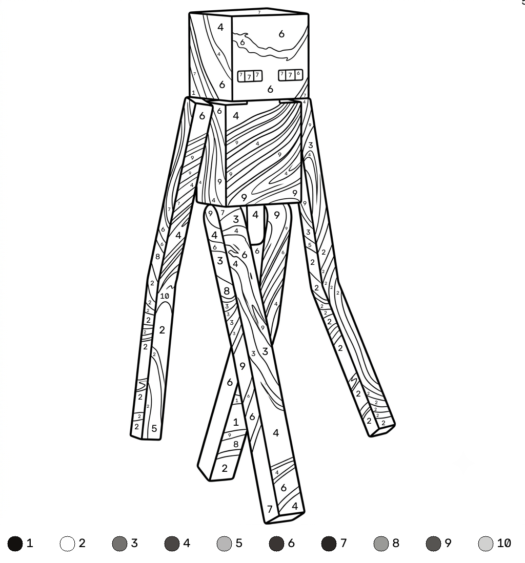 Enderman Minecraft 18 para colorear Enderman Minecraft coloring by numbers