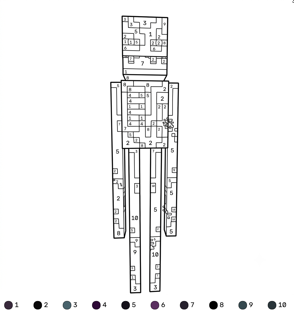 Enderman Minecraft 17 páginas para colorear Enderman Minecraft coloring by numbers