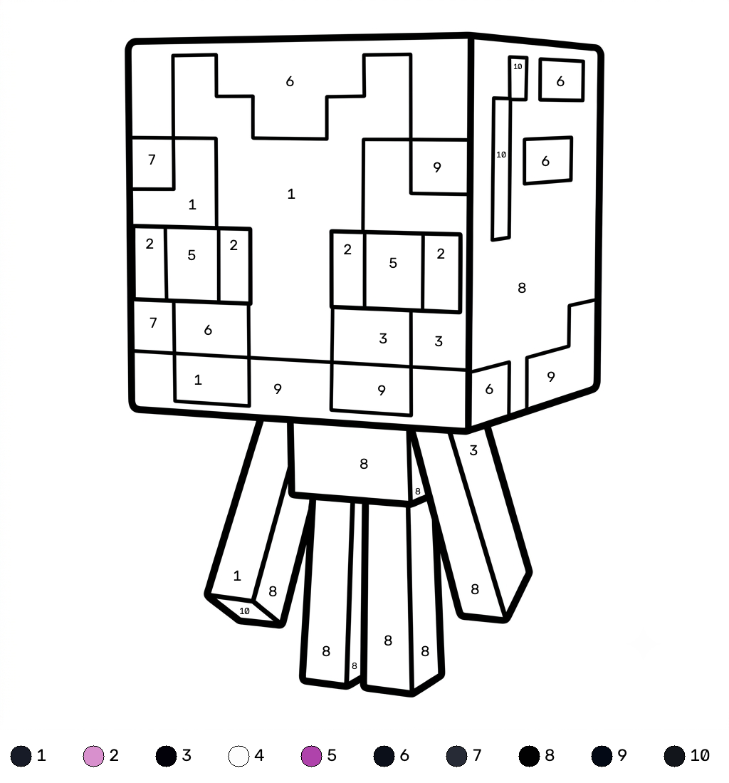 Enderman Minecraft 16 páginas para colorear para imprimir gratis Enderman Minecraft coloring by numbers