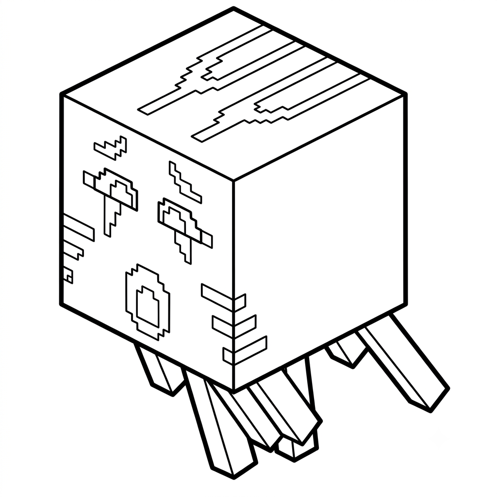 páginas para colorear detalladas de Ghast Minecraft para adultos