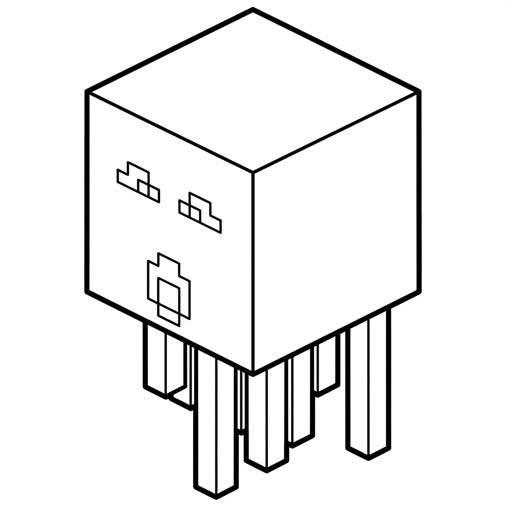 Ghast Minecraft páginas para colorear para imprimir gratis 1