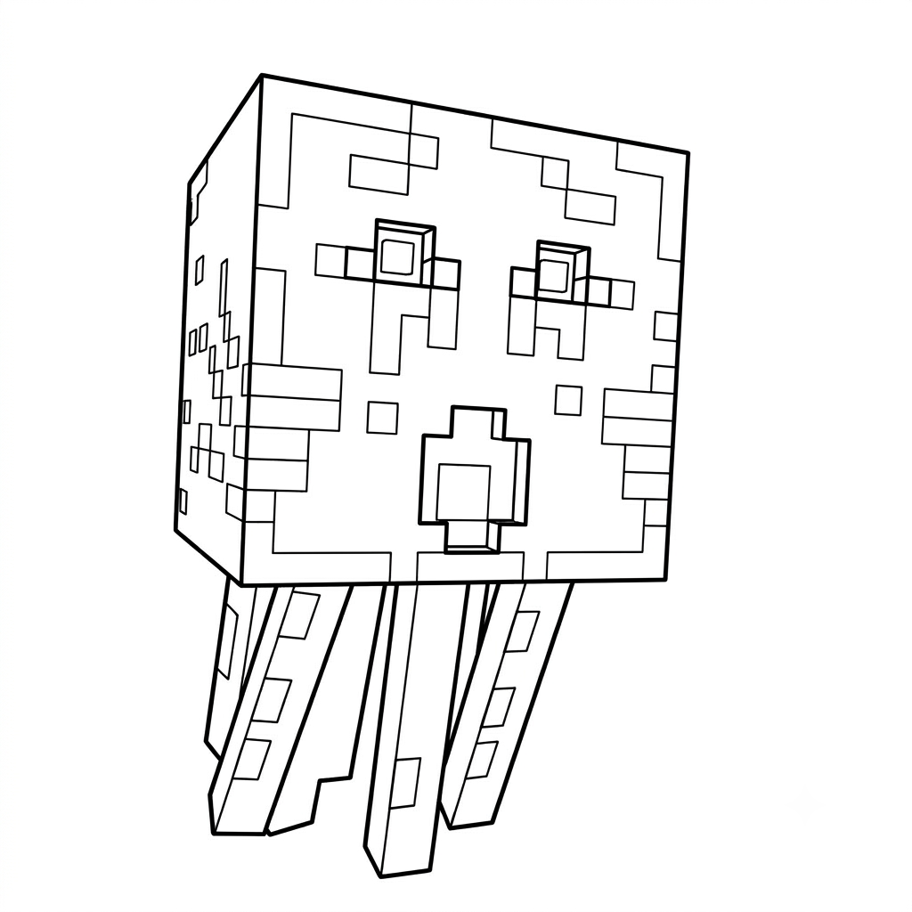 páginas para colorear fáciles de Ghast Minecraft 1
