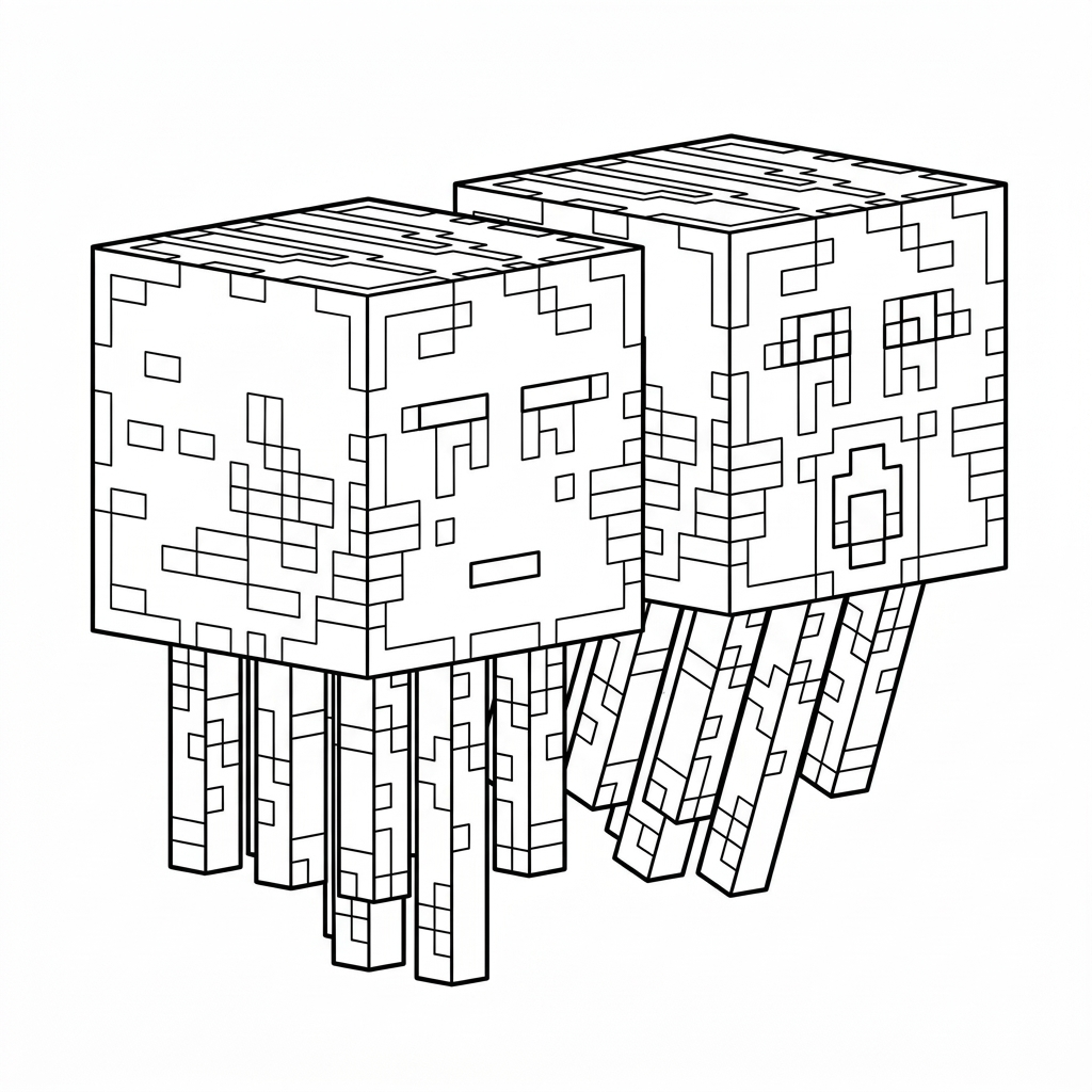 páginas para colorear fáciles de Ghast Minecraft