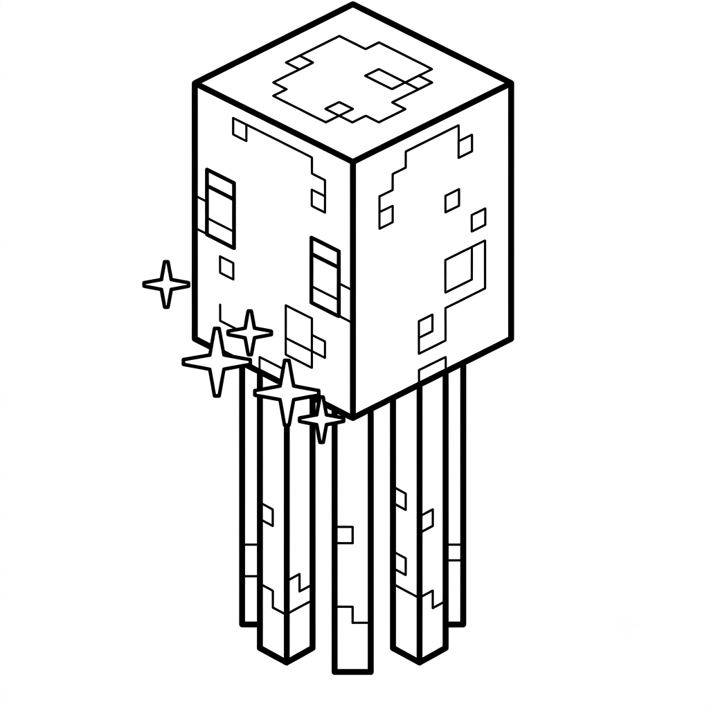 Glow Squid Minecraft 3 páginas para colorear gratis para adultos Glow Squid Minecraft