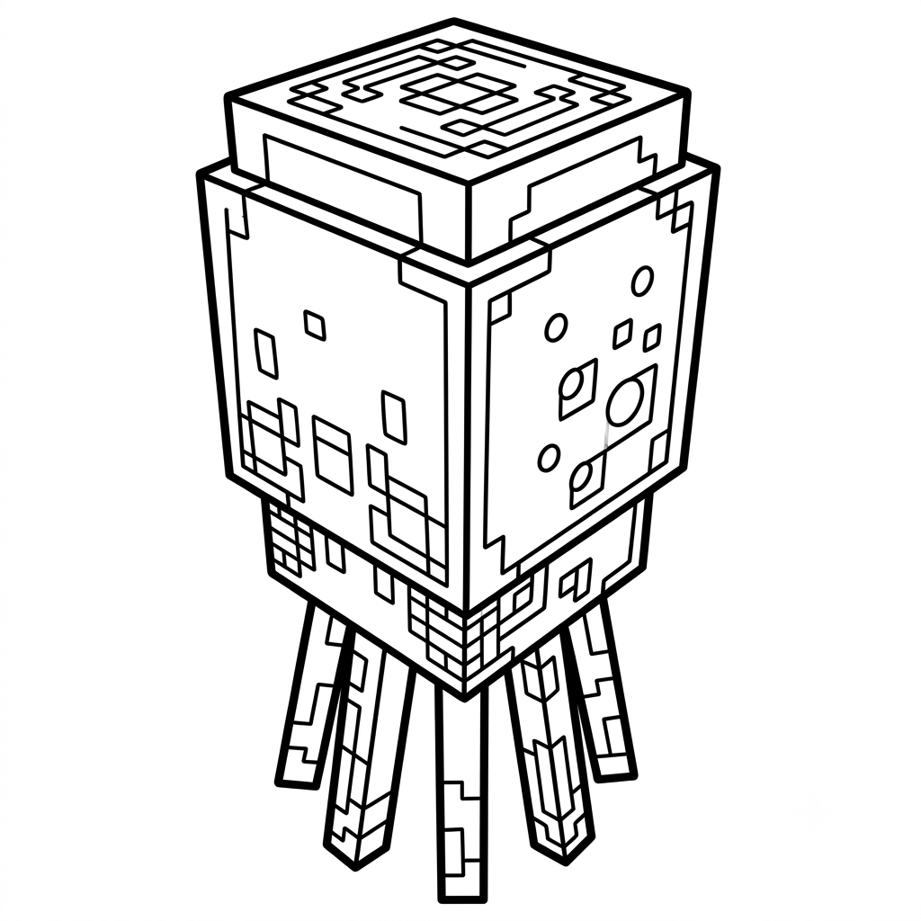 Glow Squid Minecraft 8 páginas para colorear de árboles Glow Squid Minecraft gratis