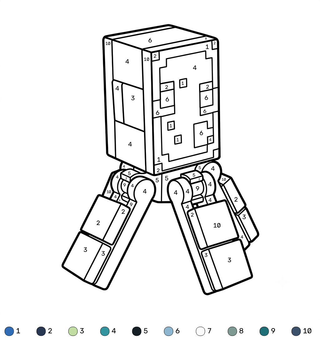 Glow Squid Minecraft 15 páginas para colorear para Glow Squid Minecraft coloring by numbers