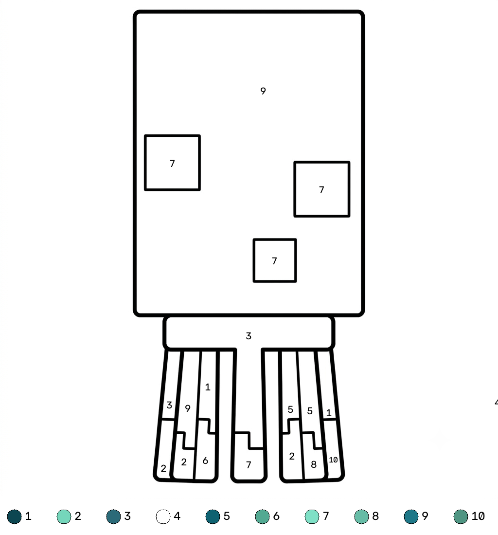 Glow Squid Minecraft 14 Glow Squid Minecraft coloring by numbers páginas para colorear para adultos fáciles