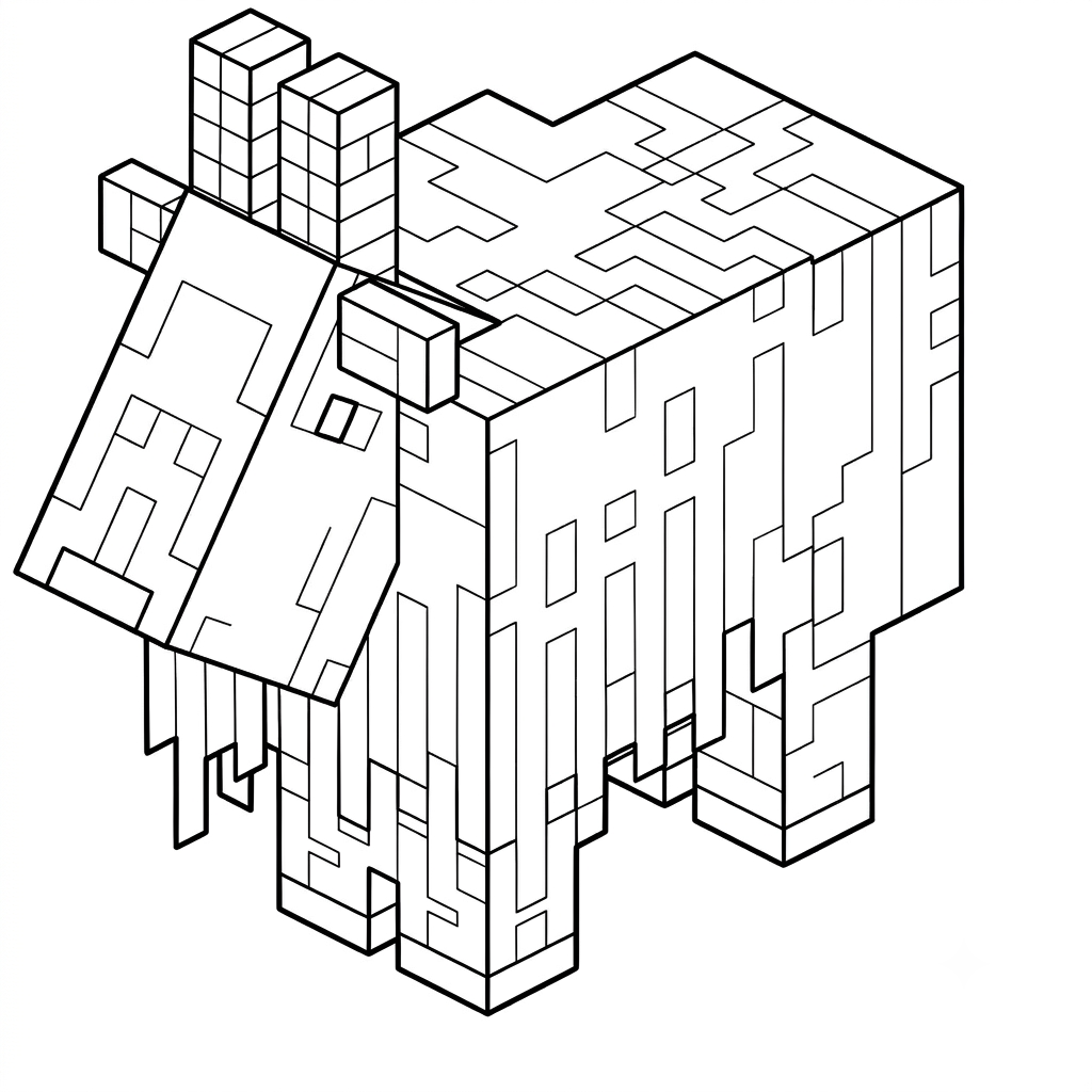 páginas para colorear de árboles Goat Minecraft gratis