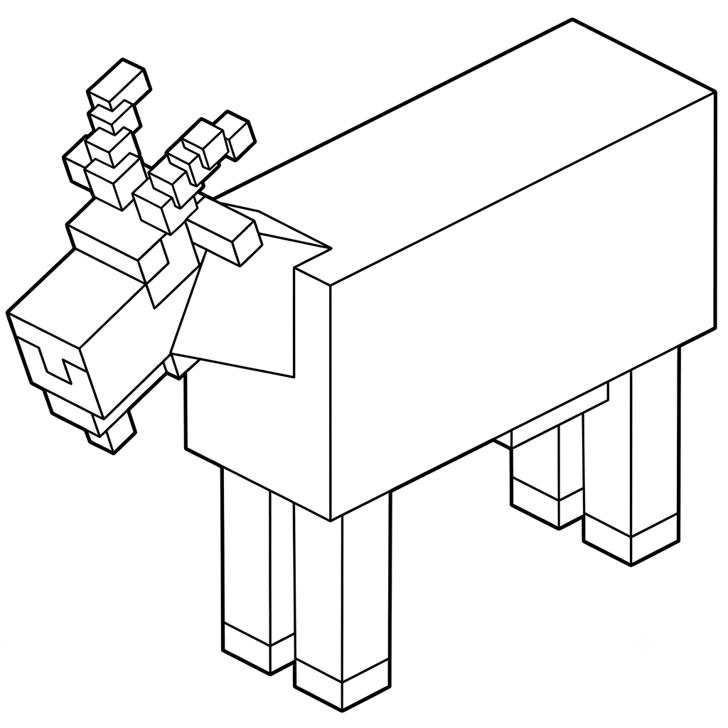 páginas para colorear gratis Goat Minecraft para niños