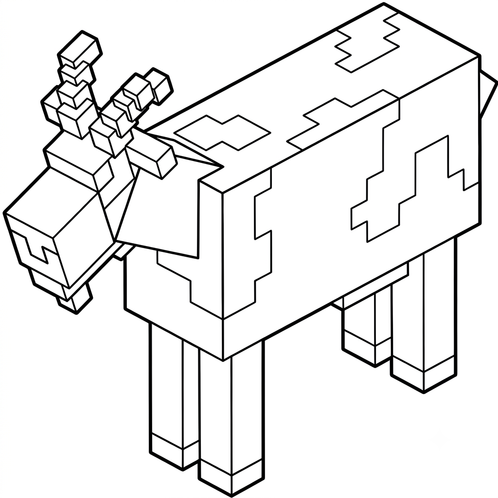 páginas para colorear kawaii lindas Goat Minecraft
