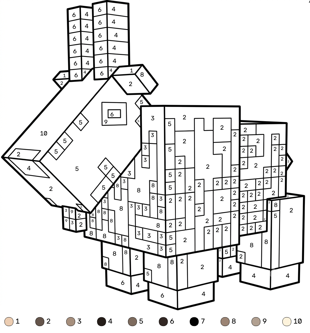 páginas para colorear imprimibles gratis Goat Minecraft coloring by numbers