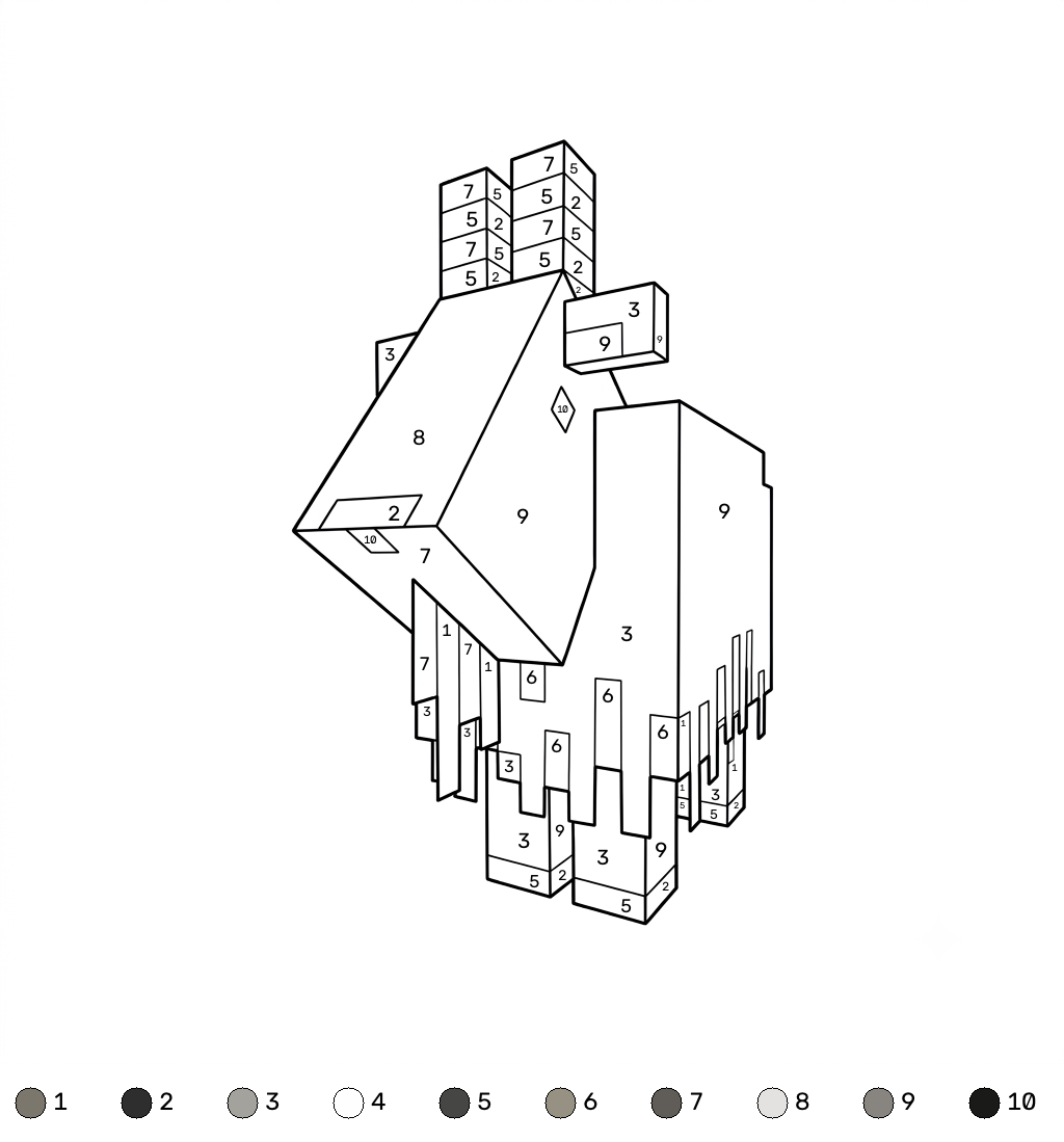 páginas para colorear gratis Goat Minecraft coloring by numbers 2