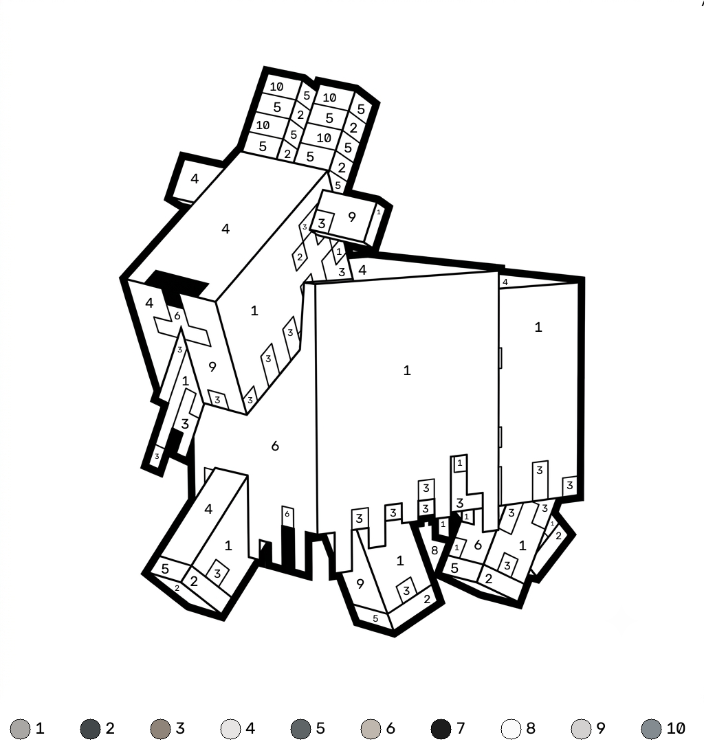 páginas para colorear gratis para adultos Goat Minecraft coloring by numbers