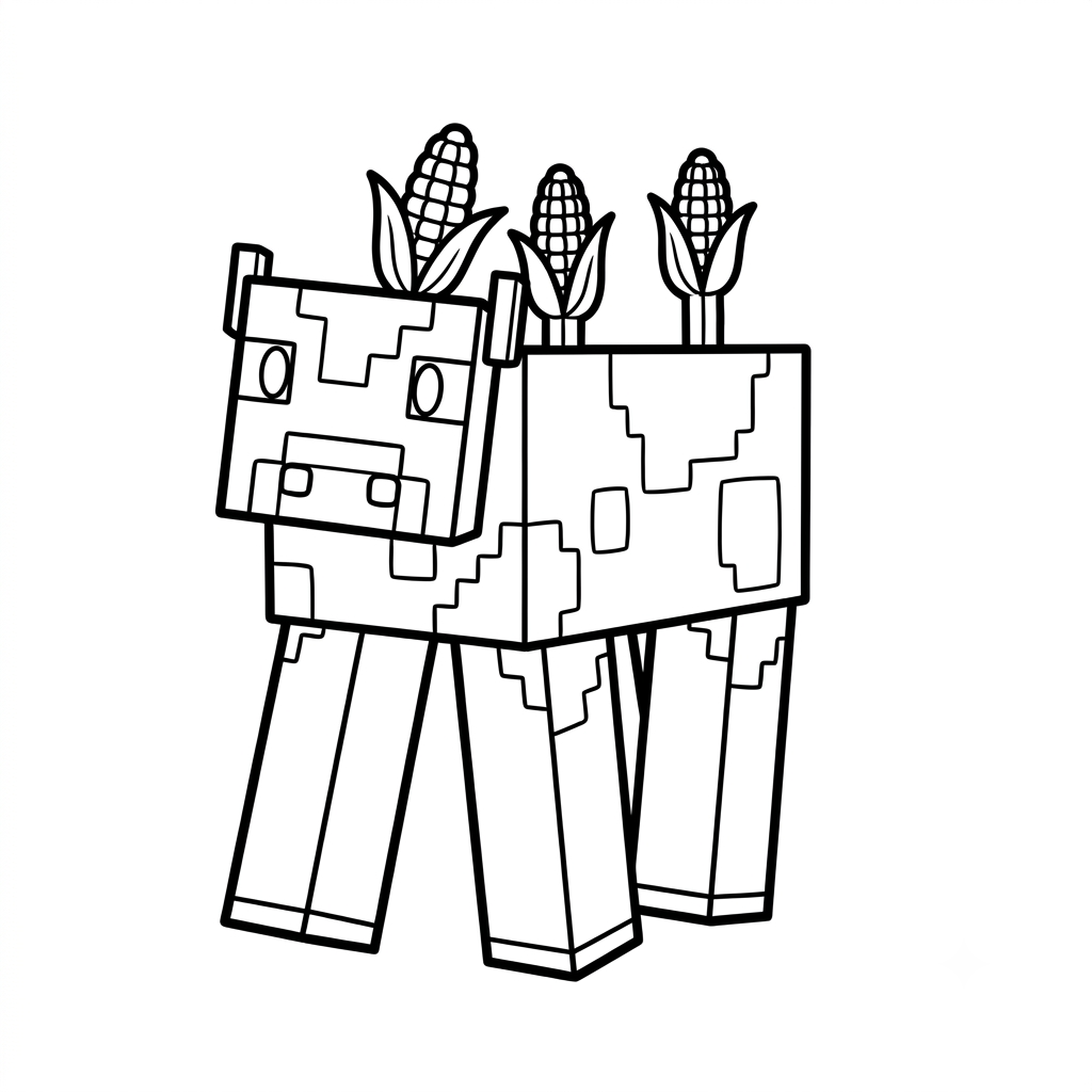 páginas para colorear imprimibles Mooshroom Minecraft