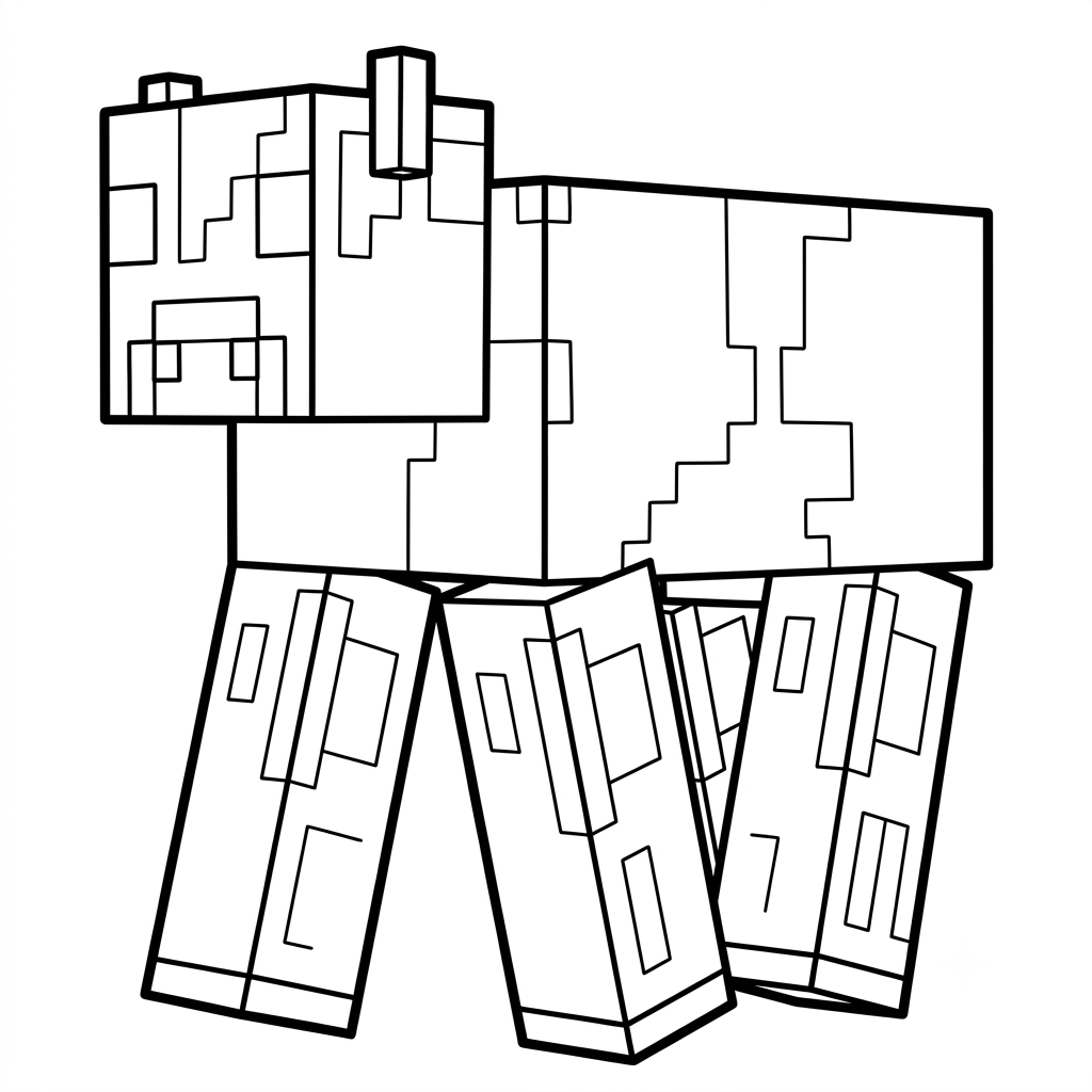 páginas para colorear fáciles de Mooshroom Minecraft
