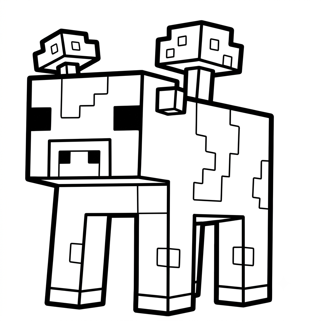 lindas páginas para colorear Mooshroom Minecraft