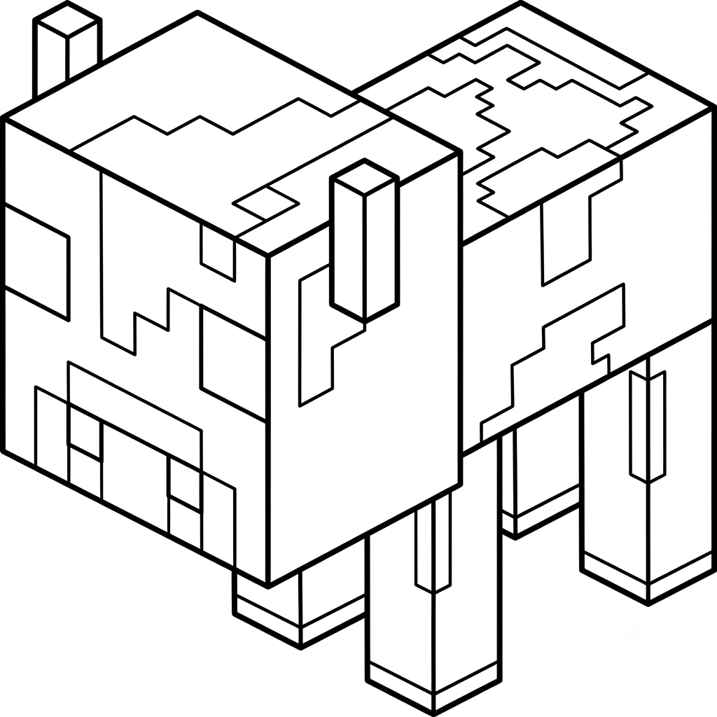 Mooshroom Minecraft dibujos para colorear 1