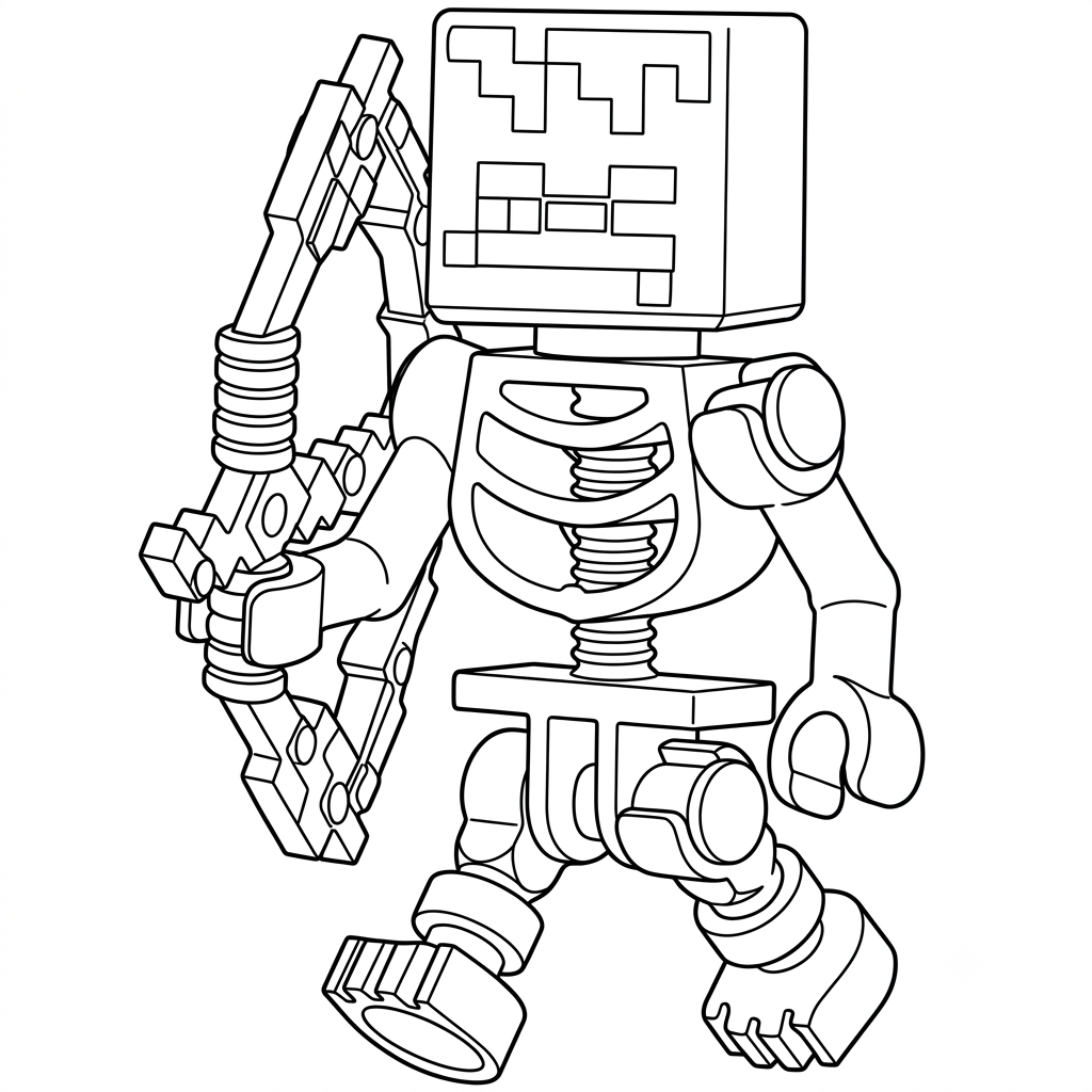 páginas para colorear gratis Mossy Skeleton Minecraft para adultos