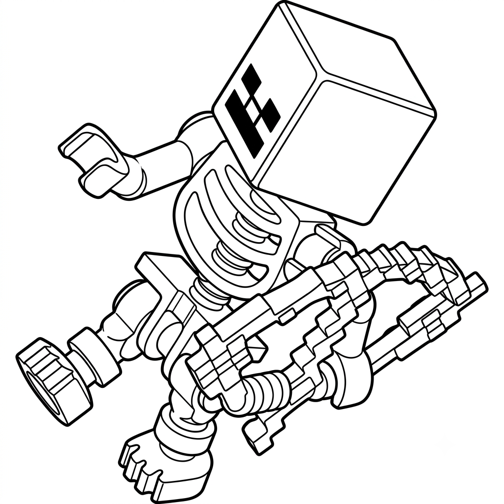colorear páginas de Mossy Skeleton Minecraft