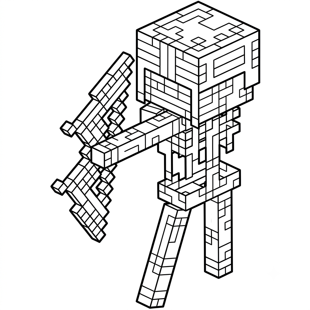 páginas para colorear lindas y fáciles de Mossy Skeleton Minecraft