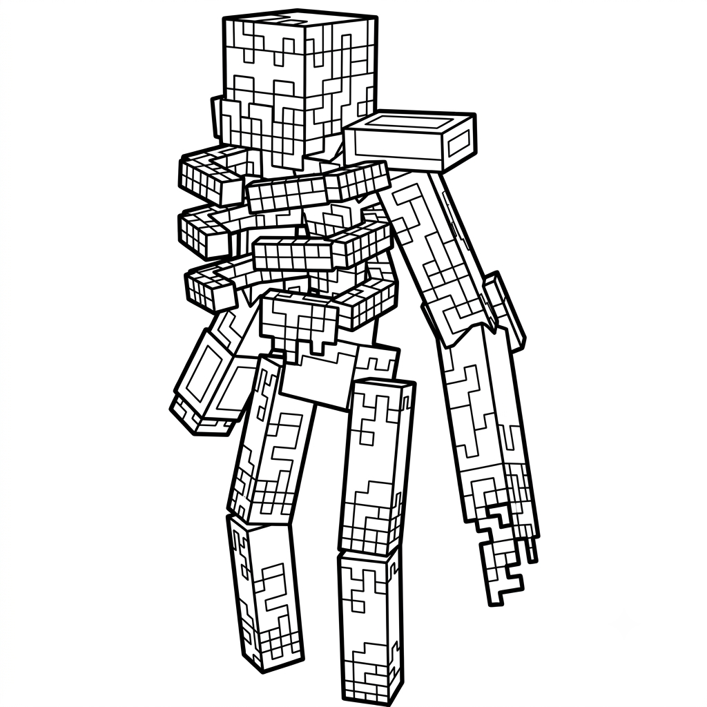 páginas para colorear de árboles Mossy Skeleton Minecraft gratis