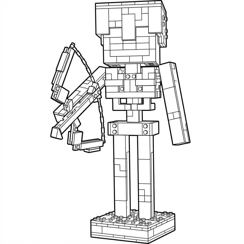 páginas para colorear imprimibles Mossy Skeleton Minecraft 1