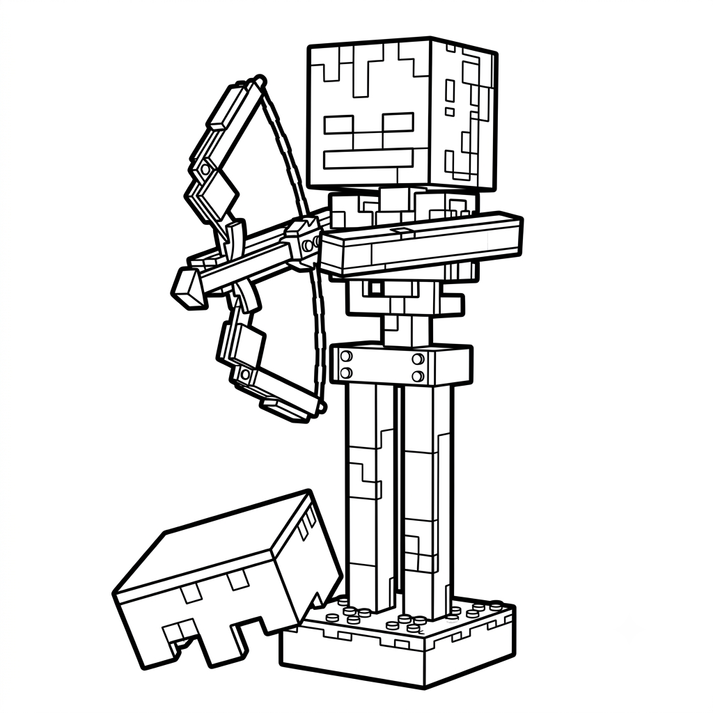 niños Mossy Skeleton Minecraft páginas para colorear
