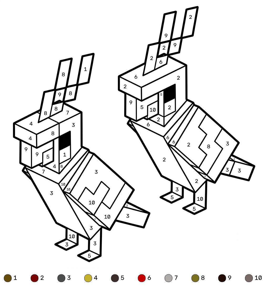 páginas para colorear para adultos Parrot Minecraft coloring by numbers
