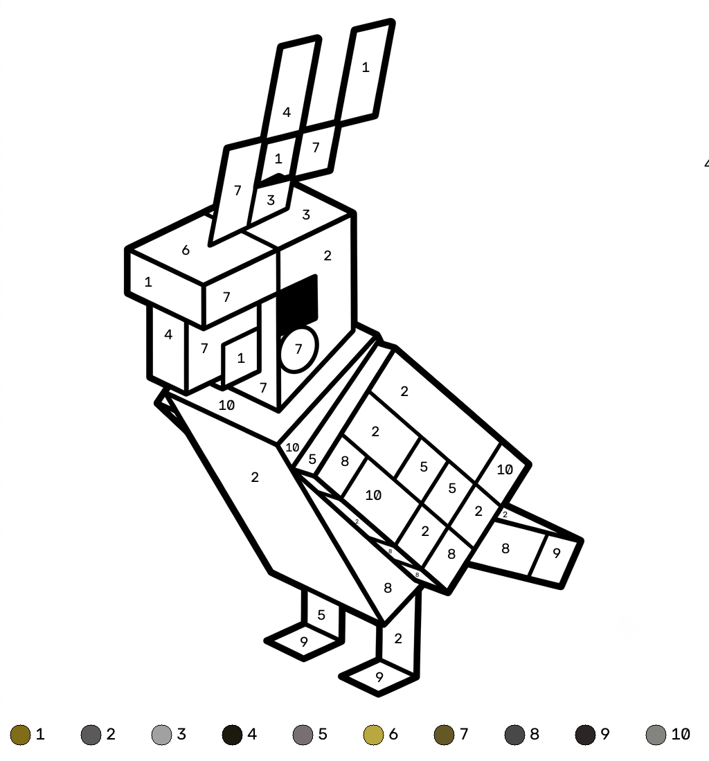 páginas para colorear gratis Parrot Minecraft coloring by numbers para niños