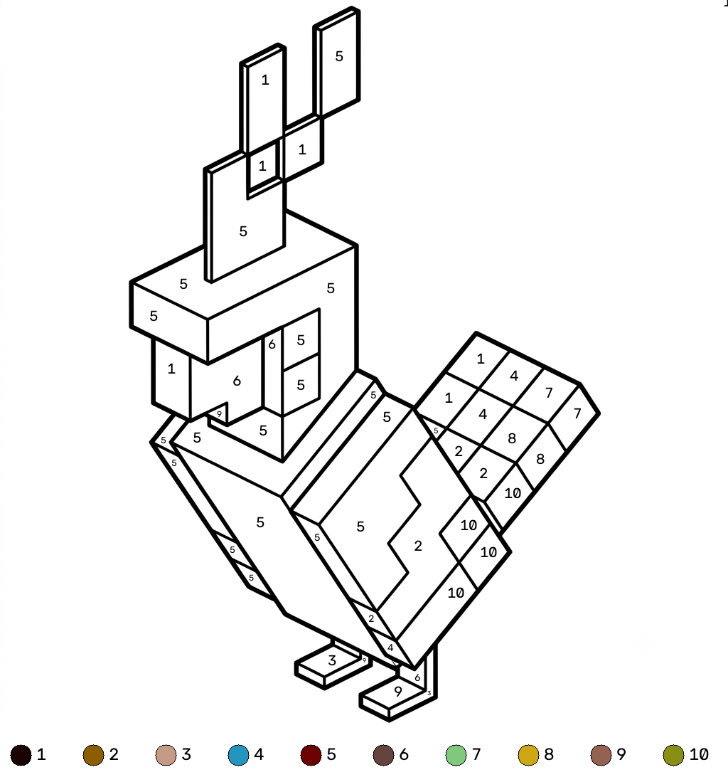 páginas para colorear para Parrot Minecraft coloring by numbers