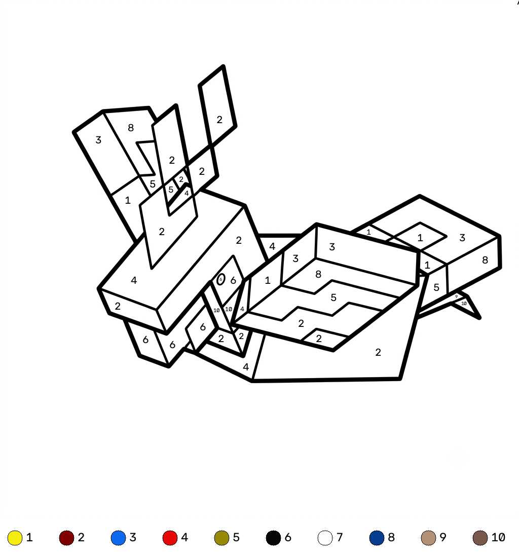 Parrot Minecraft coloring by numbers páginas para colorear gratis