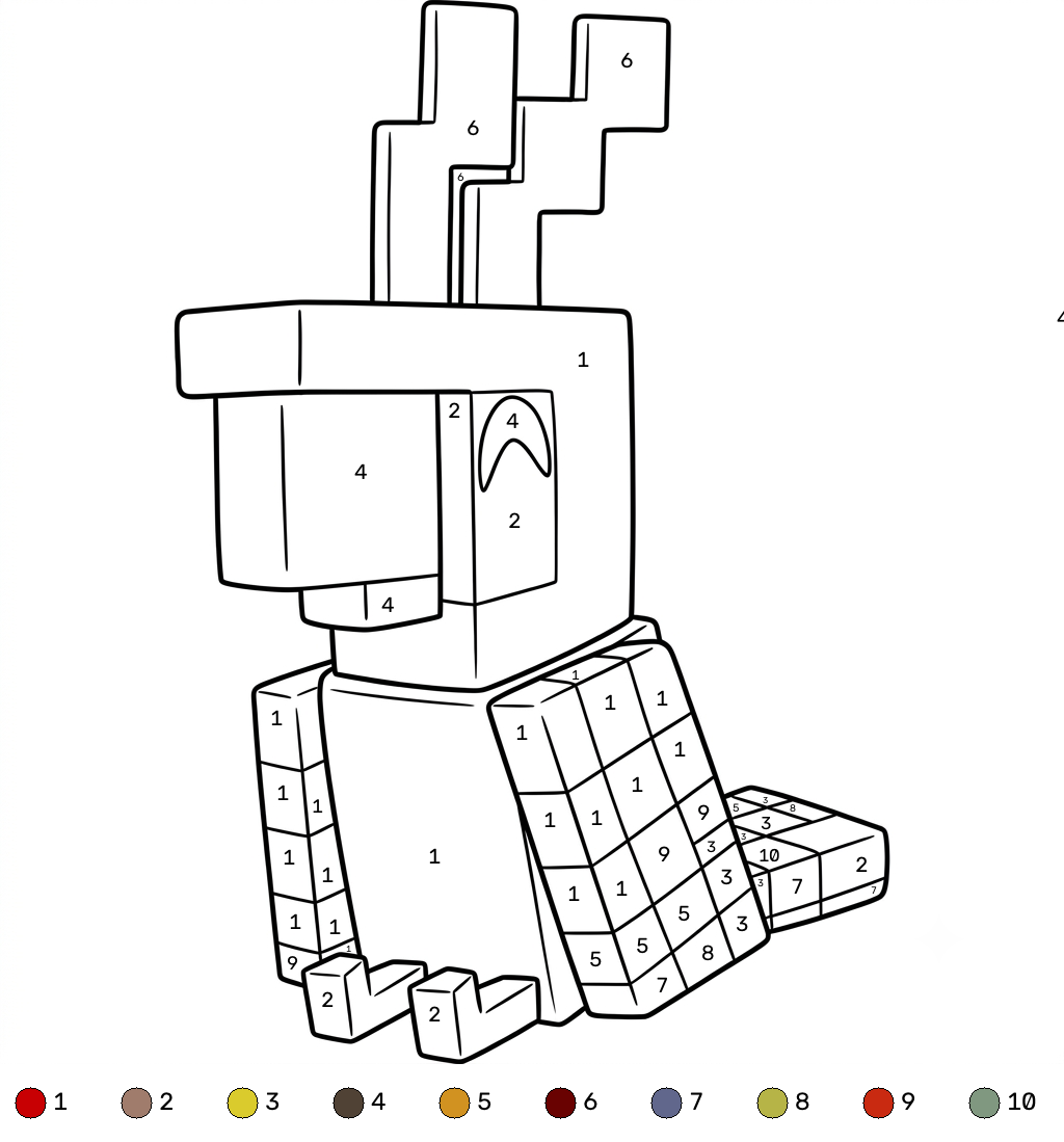 para colorear Parrot Minecraft coloring by numbers