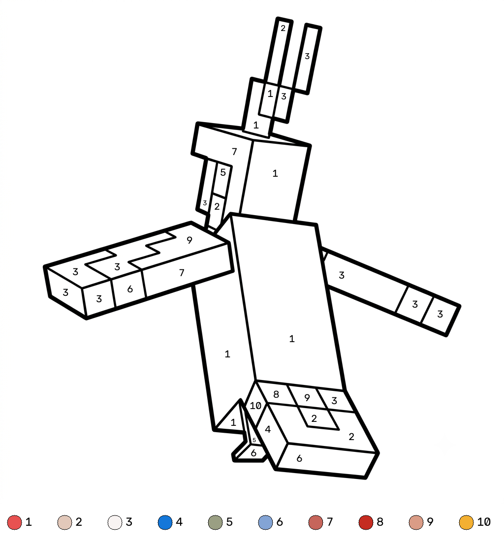 páginas para colorear Parrot Minecraft coloring by numbers imprimibles gratis