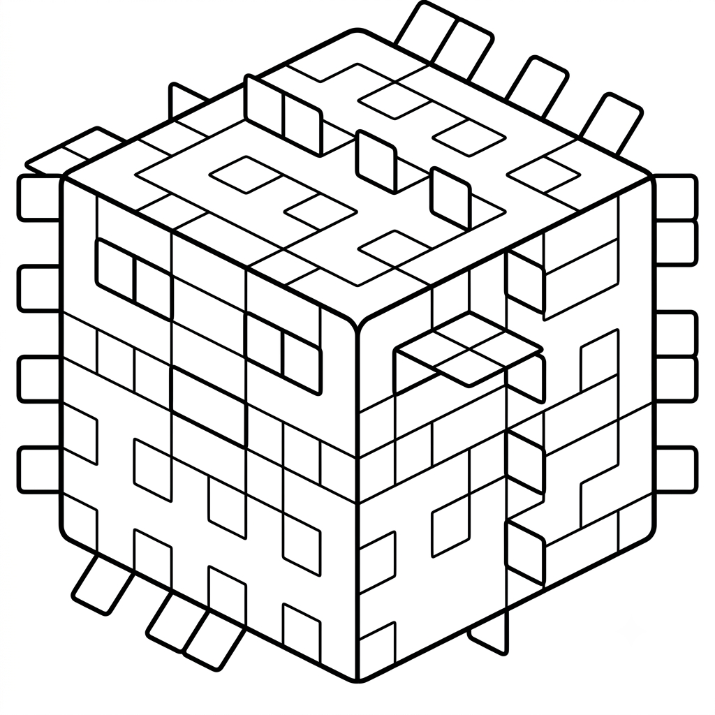 Pufferfish Minecraft para colorear