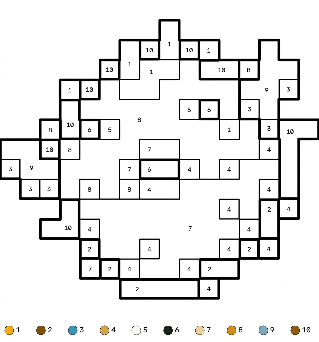 Pufferfish Minecraft coloring by numbers páginas para colorear para adultos