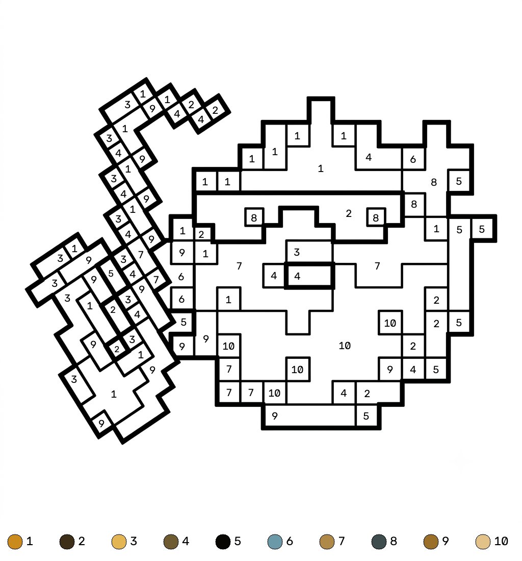 Pufferfish Minecraft coloring by numbers páginas para colorear pdf 1