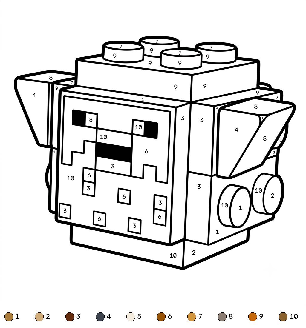 páginas para colorear Pufferfish Minecraft coloring by numbers gratis