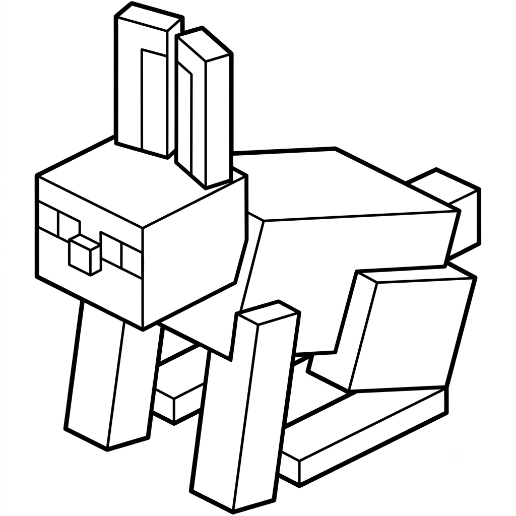 Rabbit Minecraft páginas para colorear fáciles