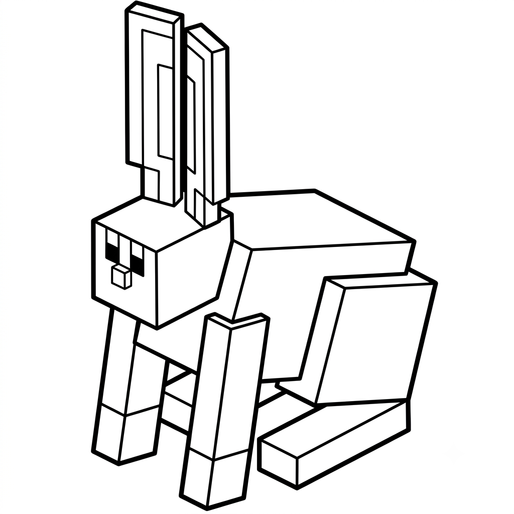 páginas para colorear kawaii lindas Rabbit Minecraft