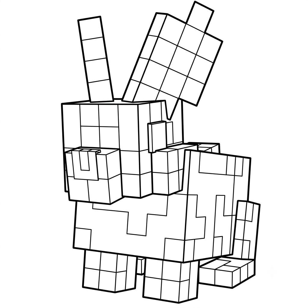 Rabbit Minecraft páginas para colorear de adornos