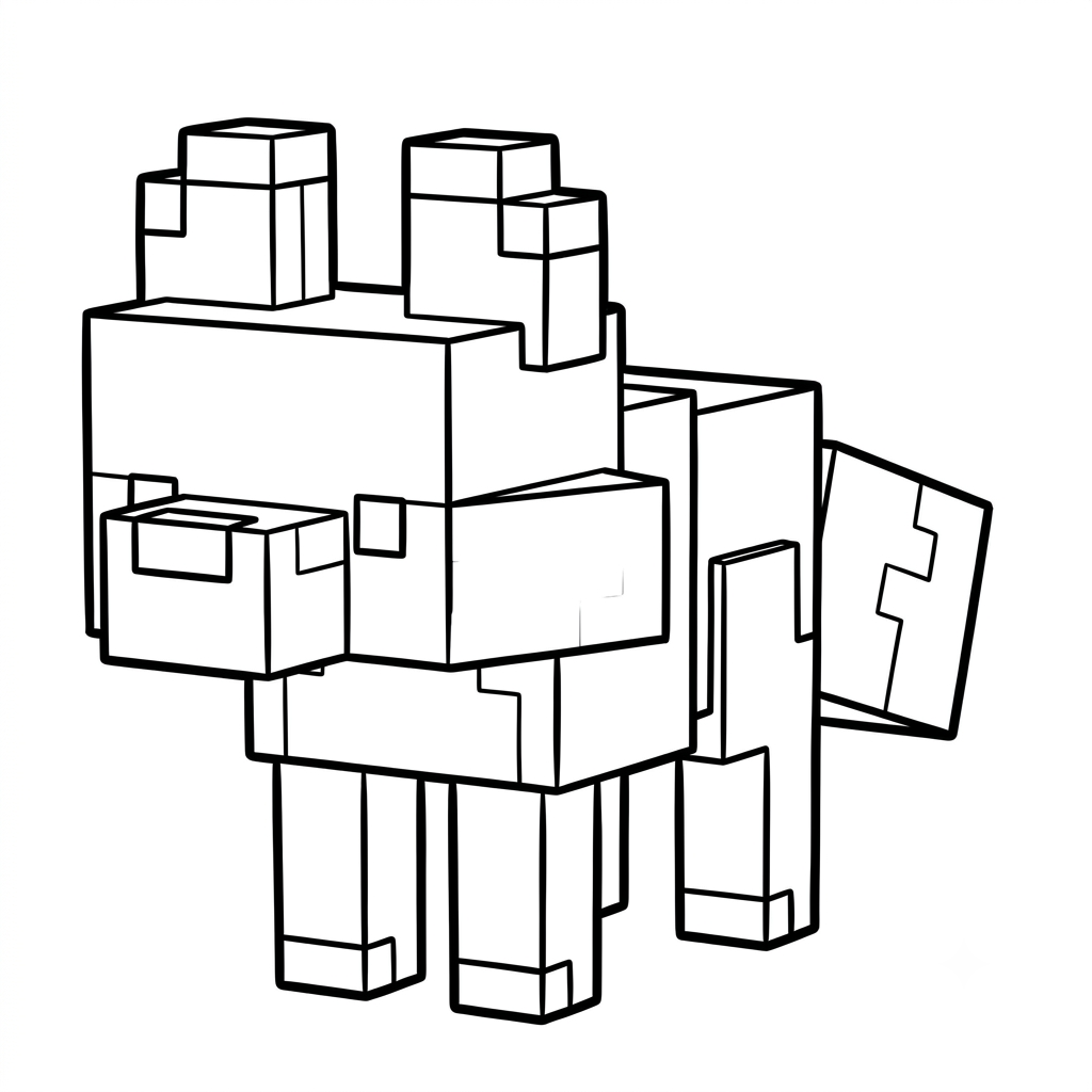 lindas páginas para colorear Red Fox Minecraft