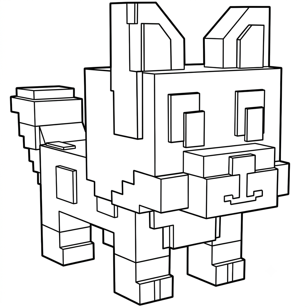 páginas para colorear para imprimir gratis Red Fox Minecraft