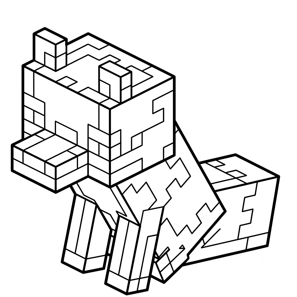páginas para colorear kawaii lindas Red Fox Minecraft