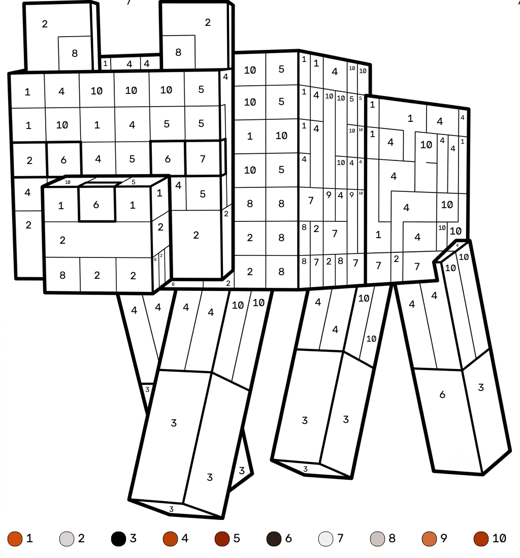 páginas para colorear imprimibles gratis Red Fox Minecraft coloring by numbers