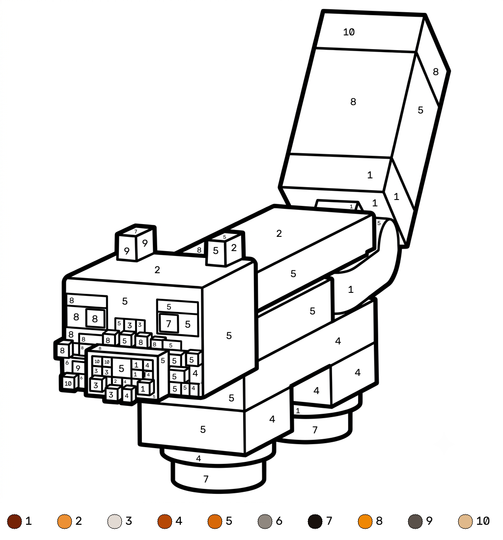páginas para colorear fáciles de Red Fox Minecraft coloring by numbers
