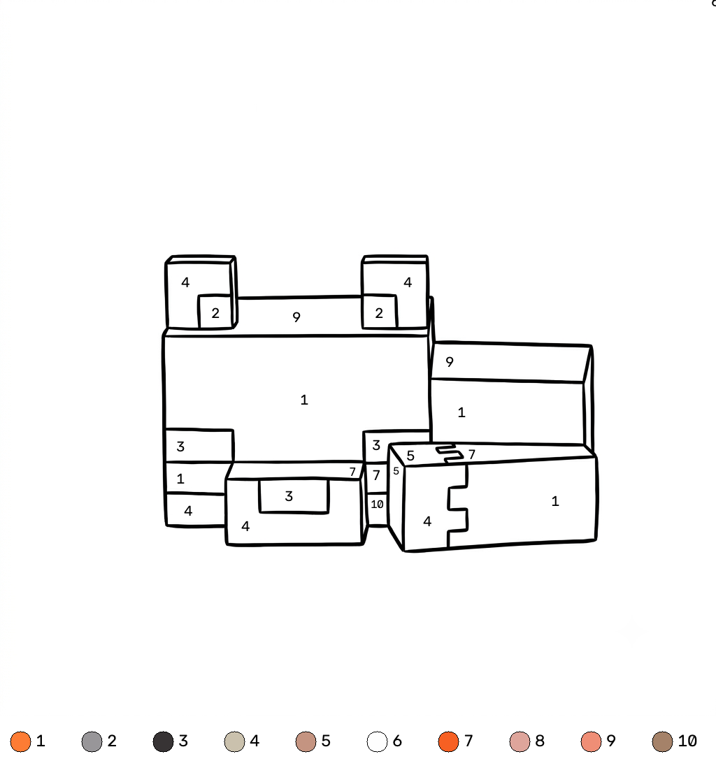 divertidas páginas para colorear Red Fox Minecraft coloring by numbers