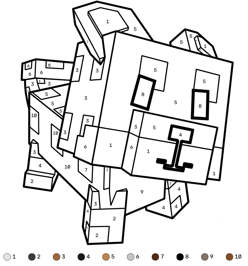 dibujos para colorear grinch Red Fox Minecraft coloring by numbers