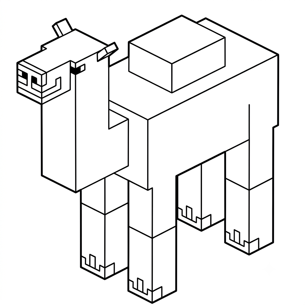 colorear páginas de Saddled Camel Minecraft 1
