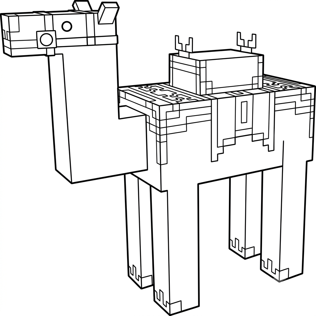 páginas para colorear imprimibles gratis Saddled Camel Minecraft