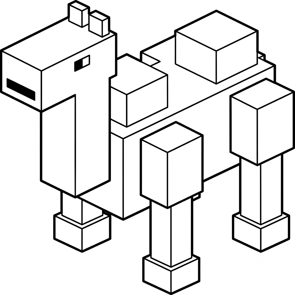 páginas para colorear imprimibles Saddled Camel Minecraft